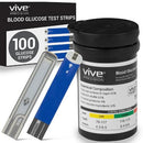 Vive Health Blood Glucose Test Strips Blue, 100 Count, No-Code and Accurate 5-Second Readings