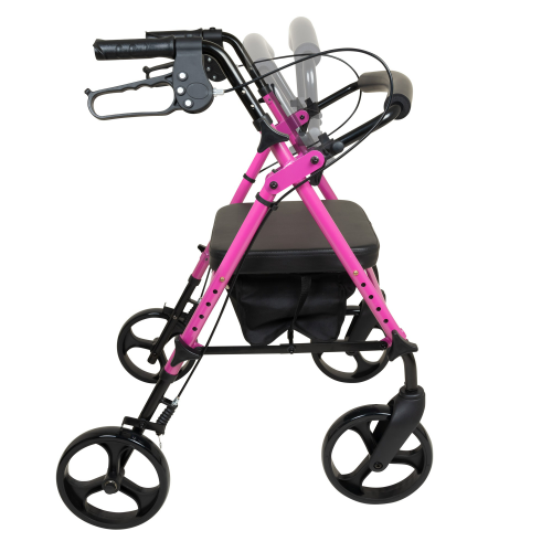 ProBasics Height Adjustable Rollator, Lightweight Aluminum Frame, Pink