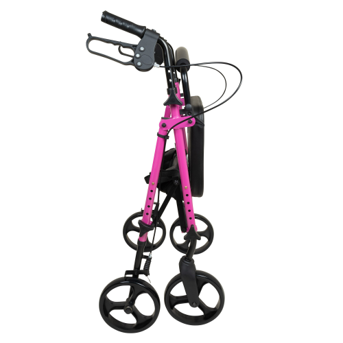 Close-up of ProBasics Pink Rollator featuring an 8-inch wheels for smooth navigation, Moovkart