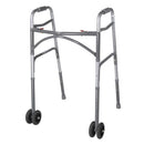 Drive Medical Bariatric Folding Walker with Wheels featuring a sturdy aluminum frame, vinyl hand grips at Moovkart
