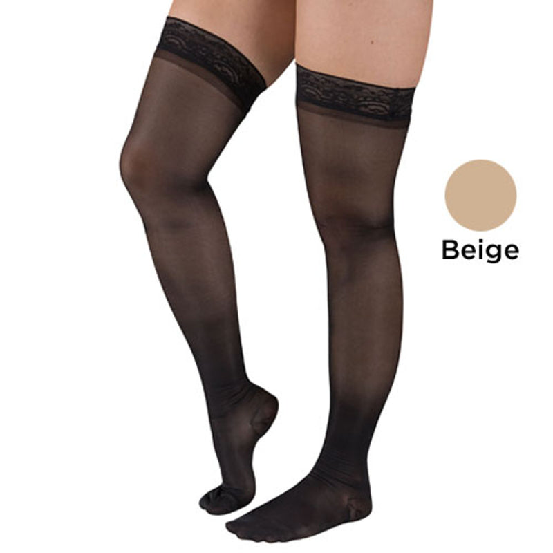 Blue Jay Ladie's Sheer Moderate Support 15-20 mmHg Thigh-High Small with Stay Top , Beige