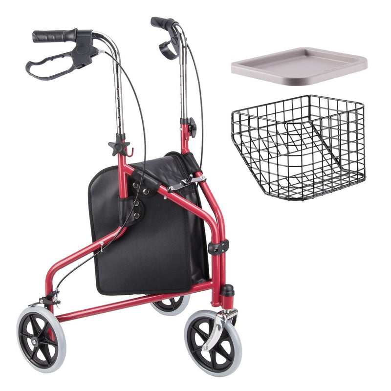 Drive Medical 3 Wheel Rollator, Two side Handles