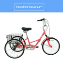 Three Wheel Bike Large Basket, Adult Folding Tricycle Single Speed 24 Inc.