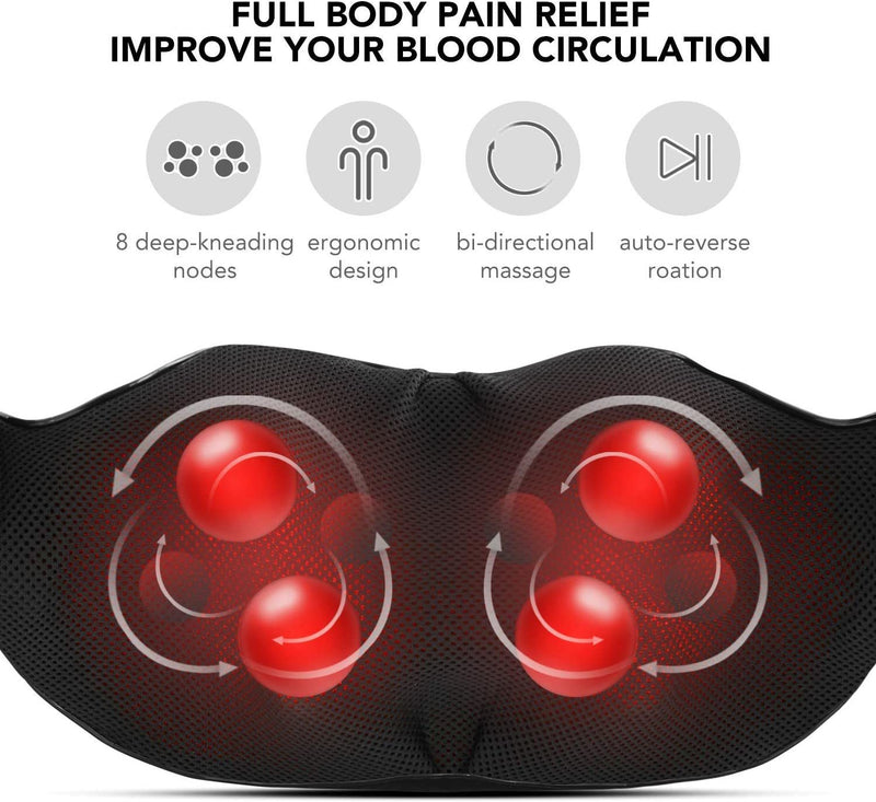 Neck And Shoulder Massage Shiatsu Back Massager With Optional Heat And 3 Intensity Adjustable For Muscle Pain Relief