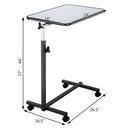 Multifunctional Adjustable Bedside Table MDF Iron 4 Wheels With Brake, Silver Gray