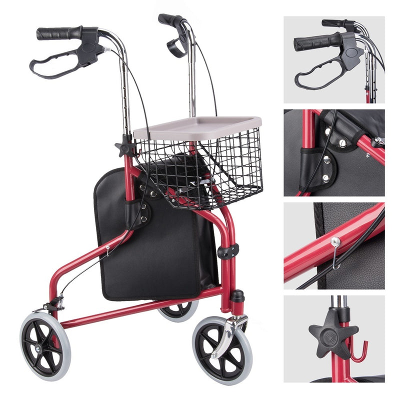 Drive Medical 3 Wheel Rollator, Two side Handles