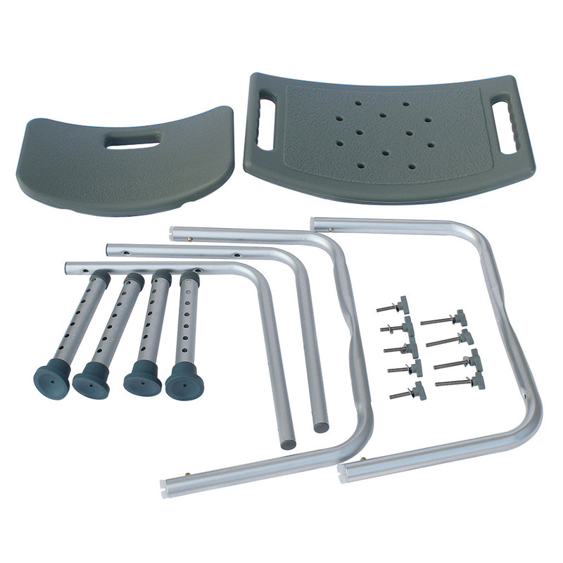 FCH Medical Bathroom Safety Shower Tub Aluminium Alloy Bath Chair Transfer Bench with Back & Handle Blue