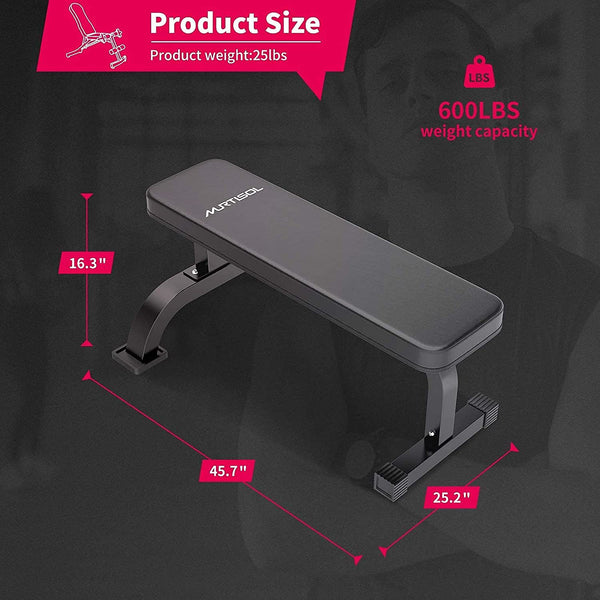 Murtisol Multifunctional Weight Training and Abdominal Exercise Flat Bench Dumbbell Bench Weight Benches,Model 1212,Black