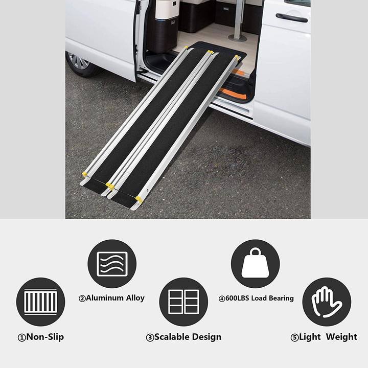 Aluminum Bosonshop 7Ft Portable Wheelchair Ramp, lightweight
