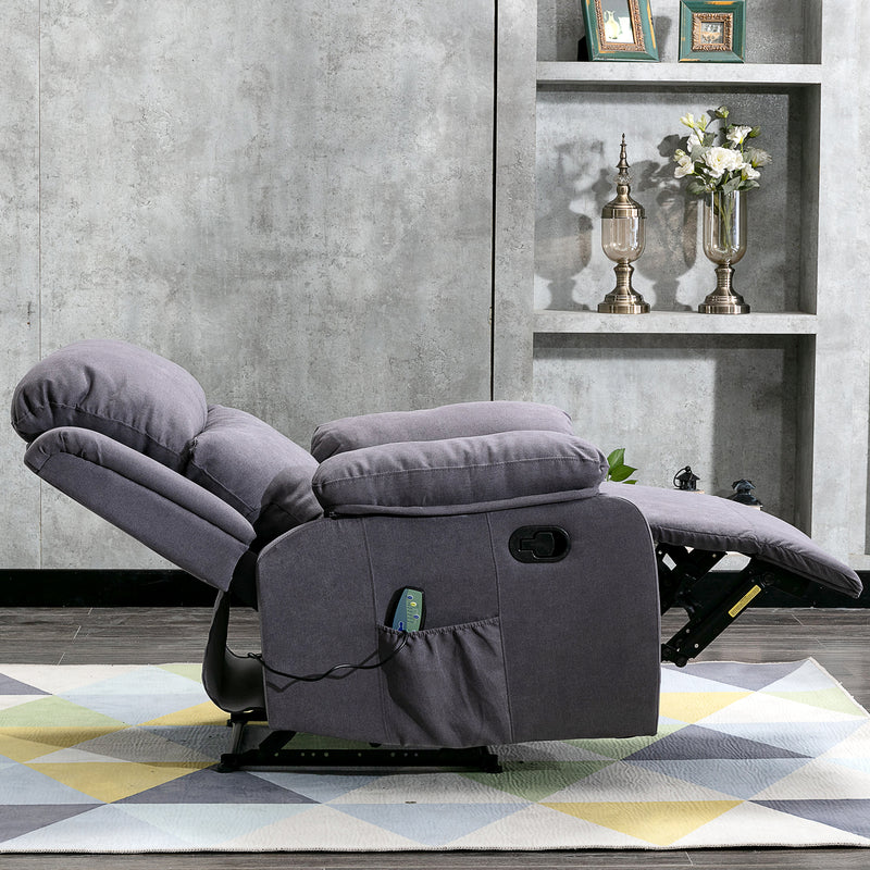 Home Overstuffed Armrest Recliner Chair Sofa with 6 Point Remote Control Massage