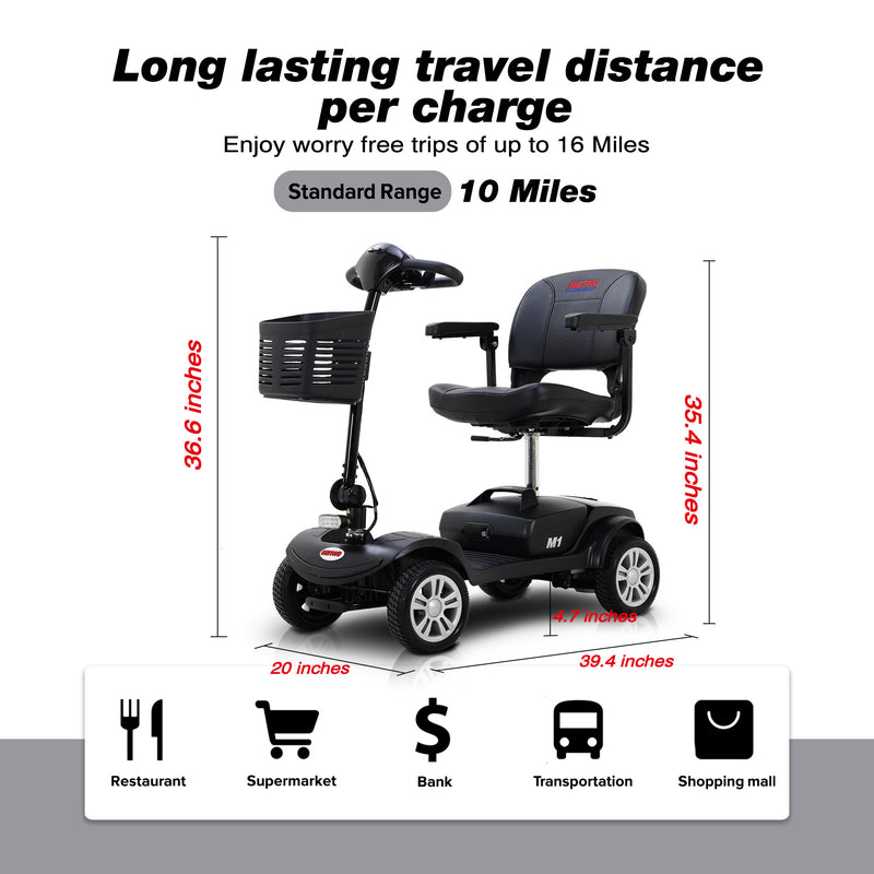 LED Light Folding Transport Electric Power Mobility Scooter 4 Wheel
