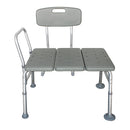 Shower Tub Aluminium Alloy Bath Chair Transfer Bench with Back & Handle Gray