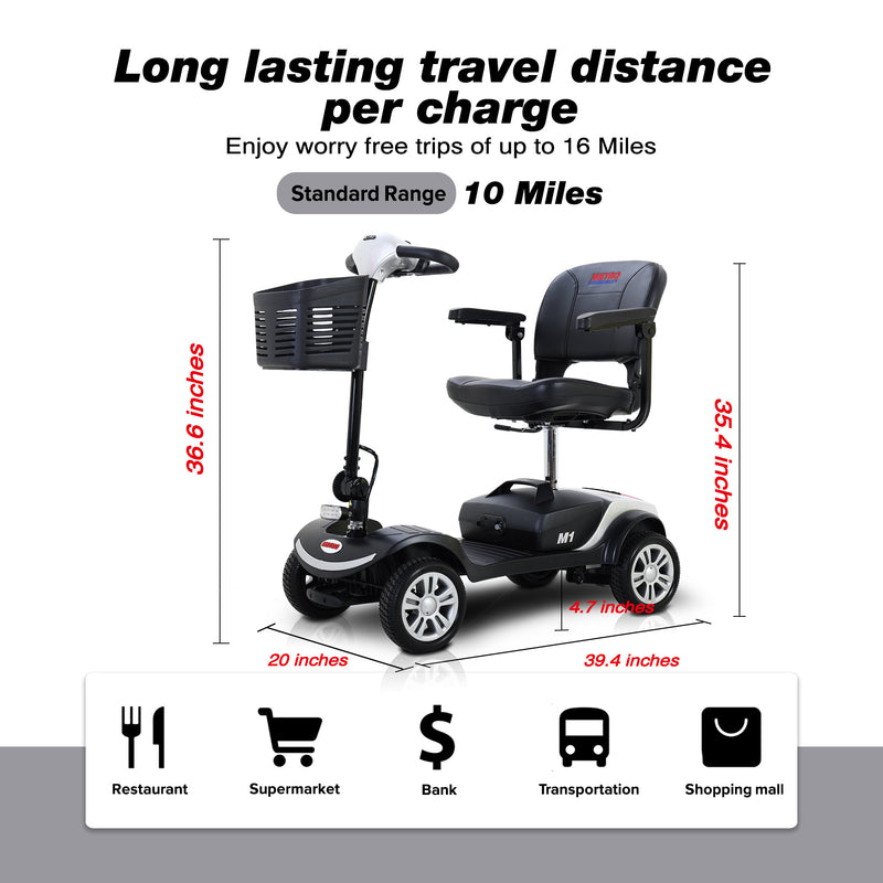 LED Light Folding Transport Electric Power Mobility Scooter 4 Wheel