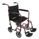 ProBasics Lightweight Aluminum Transport Chair, Burgundy with Footrests, 300 lb Capacity