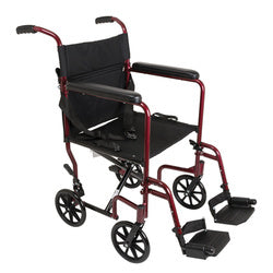 ProBasics Burgundy Aluminum Transport Chair with Footrests