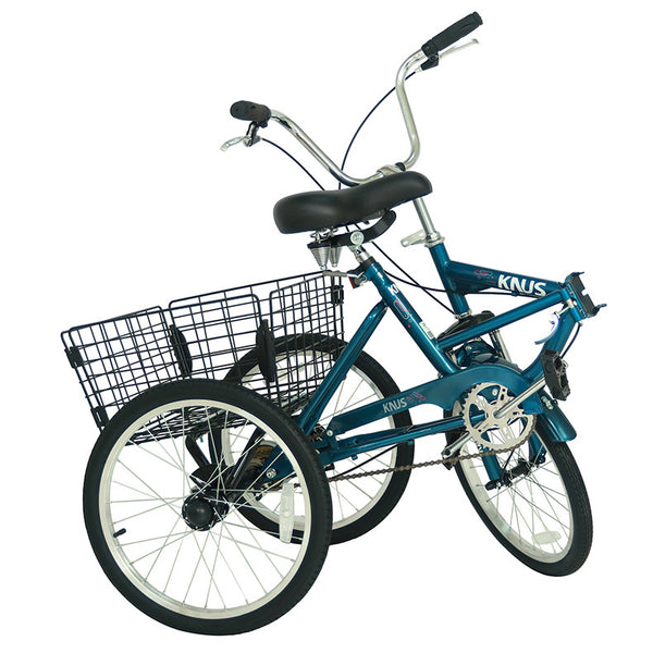 Three Wheel Bike Large Basket, Adult Folding Tricycle Single Speed 24 Inc.